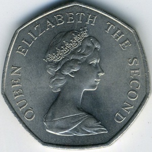 Аверс монеты Джерси, 50 новых пенсов, 1969-1980