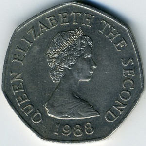 Аверс монеты Джерси, 50 пенсов, 1983-1997