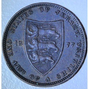 Реверс монеты Джерси, 1/48 шиллинга, 1877