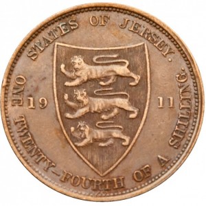Реверс монеты Джерси, 1/24 шиллинга, 1911-1923