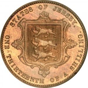Реверс монеты Джерси, 1/13 шиллинга, 1866-1871