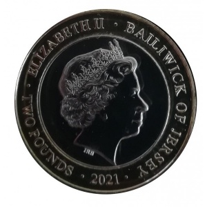 Аверс монеты Джерси, 2 фунта, 2021, 100 лет полярным исследованиям - Эрнест Шеклтон /Экспедиция Нимрода/