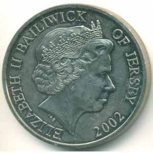 Аверс монеты Джерси, 5 фунтов, 2002, Королева Мать
