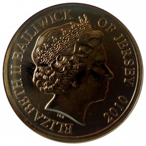 Аверс монеты Джерси, 5 фунтов, 2010, Британские острова в войне - Уинстон Черчилль