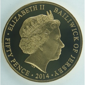 Аверс монеты Джерси, 50 пенсов, 2014, Сделайте меня солдатом, Лорд /Офицер/