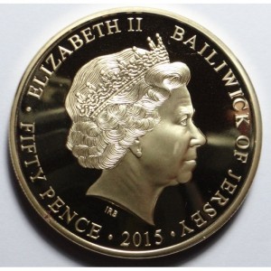 Аверс монеты Джерси, 50 пенсов, 2015, Первая Мировая война - Газ