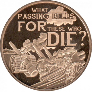 Реверс монеты Джерси, 50 пенсов, 2016, Какие проходящие колокола для тех, кто умирает? /артиллерия/