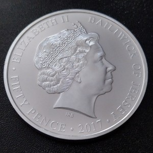 Аверс монеты Джерси, 50 пенсов, 2017, 65 лет правлению Королевы Елизаветы II