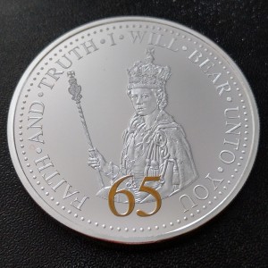 Реверс монеты Джерси, 50 пенсов, 2017, 65 лет правлению Королевы Елизаветы II