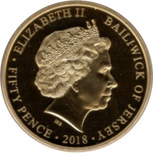 Аверс монеты Джерси, 50 пенсов, 2018, 100-летие Королевских военно-воздушных сил - Панавия Торнадо