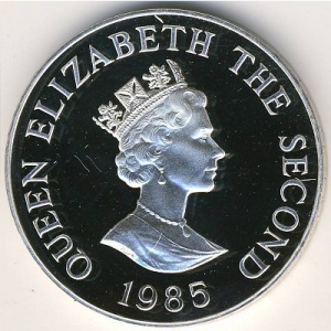 Аверс монеты Джерси, 2 фунта, 1985, 40 лет освобождению