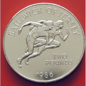 Реверс монеты Джерси, 2 фунта, 1986, XIII Игры Содружества