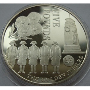 Аверс монеты Джерси, 5 фунтов, 2003, 50 лет Коронации Елизаветы II