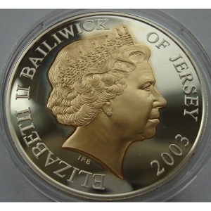 Реверс монеты Джерси, 5 фунтов, 2003, 50 лет Коронации Елизаветы II