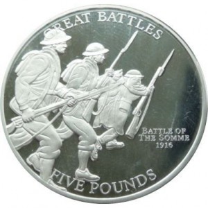 Реверс монеты Джерси, 5 фунтов, 2009, Великие сражения - Битва при Сомме 1916
