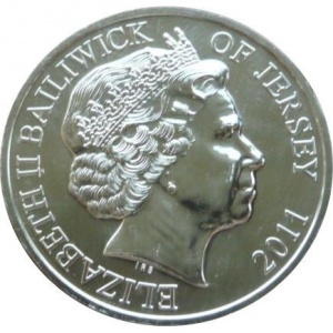Аверс монеты Джерси, 5 фунтов, 2011, 90 лет Первой мировой войне (Мак)