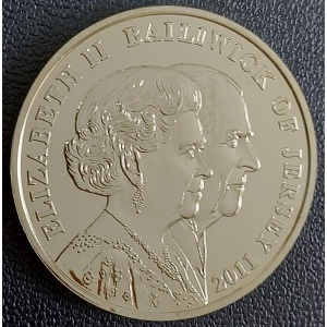 Аверс монеты Джерси, 5 фунтов, 2011, Срок службы