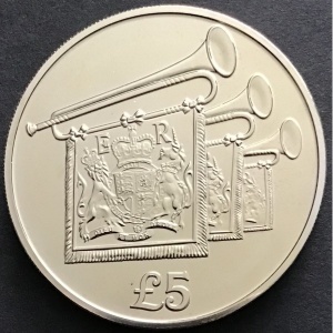 Реверс монеты Джерси, 5 фунтов, 2012, 60 лет правлению Королевы Елизаветы II