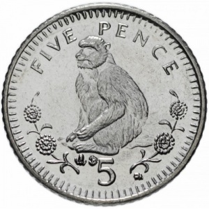 Реверс монеты Гибралтар, 5 пенсов, 1998-2003
