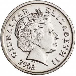 Аверс монеты Гибралтар, 5 пенсов, 2003