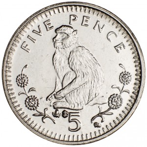 Реверс монеты Гибралтар, 5 пенсов, 2003