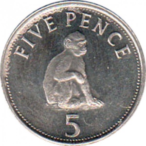 Реверс монеты Гибралтар, 5 пенсов, 2005-2009