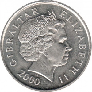 Аверс монеты Гибралтар, 10 пенсов, 1998-2003