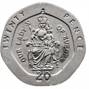 Реверс монеты Гибралтар, 20 пенсов, 1988-1997