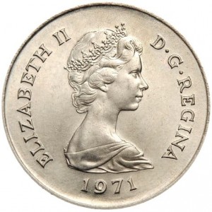 Аверс монеты Гибралтар, 25 новых пенсов, 1971