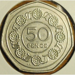 Реверс монеты Гибралтар, 50 пенсов, 1988-1989