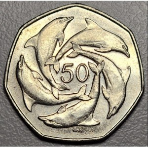 Реверс монеты Гибралтар, 50 пенсов, 1997