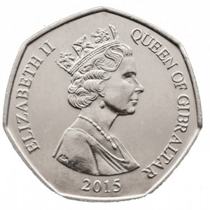 Аверс монеты Гибралтар, 50 пенсов, 2014-2016