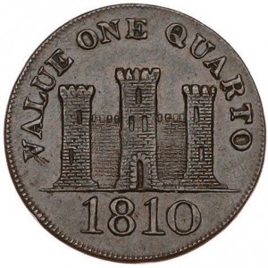 Реверс монеты Гибралтар, 1 кварто, 1810