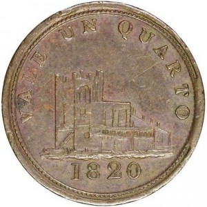 Реверс монеты Гибралтар, 1 кварто, 1820