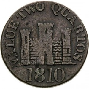 Реверс монеты Гибралтар, 2 кварто, 1810