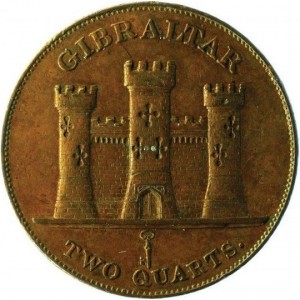Реверс монеты Гибралтар, 2 кварта, 1841-1861