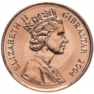Аверс монеты Гибралтар, 1 пенни, 2004, 300 лет захвату Гибралтара