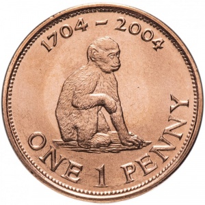 Реверс монеты Гибралтар, 1 пенни, 2004, 300 лет захвату Гибралтара