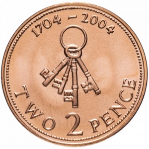 Реверс монеты Гибралтар, 2 пенса, 2004, 300 лет захвату Гибралтара