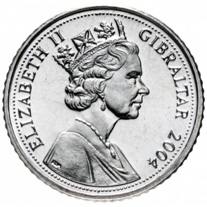 Аверс монеты Гибралтар, 5 пенсов, 2004, 300 лет захвату Гибралтара