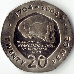 Реверс монеты Гибралтар, 20 пенсов, 2004, 300 лет захвату Гибралтара