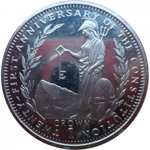 Реверс монеты Гибралтар, 1 крона, 1990, 21 год Конституции
