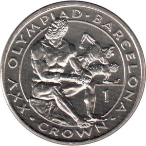 Реверс монеты Гибралтар, 1 крона, 1991-1992, XXV Летние Олимпийские игры, Барселона 1992 - Бокс