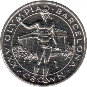 Реверс монеты Гибралтар, 1 крона, 1991-1992, XXV Летние Олимпийские игры, Барселона 1992 - Победитель Олимпиады
