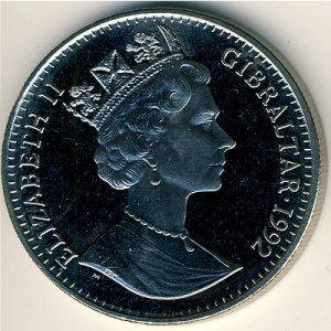Аверс монеты Гибралтар, 1 крона, 1992, 150 лет Уставу Гибралтара