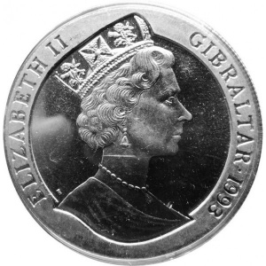 Аверс монеты Гибралтар, 1 крона, 1993, Боевые корабли Второй мировой войны - H.N.L.M.S. Isaac Sweers