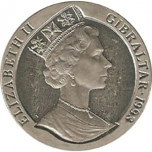 Аверс монеты Гибралтар, 1 крона, 1993, Боевые корабли Второй мировой войны - H.M.C.S. Prescott