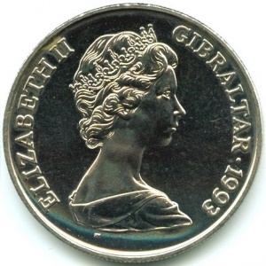 Аверс монеты Гибралтар, 1 крона, 1993, 40 лет коронации Елизаветы II