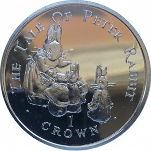 Реверс монеты Гибралтар, 1 крона, 1994, Повесть о Кролике Питере
