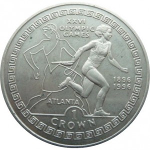 Реверс монеты Гибралтар, 1 крона, 1995, XXVI Летние Олимпийские игры, Атланта 1996 - Эстафета